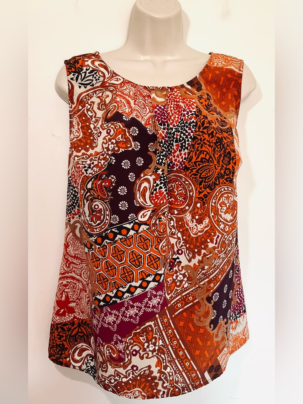 Christopher & bank’s sleeveless Sleeveless Paisley Patchwork Top Multicolor Fall